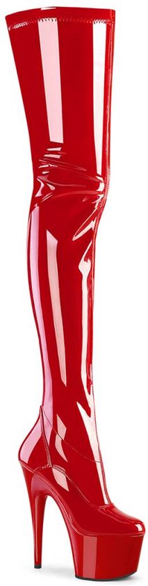 Pleaser - ADORE-4000 Plateau Overknee Laarzen - US 6 - 36 Shoes - Rood