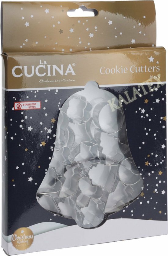 16 delige Set Uitsteekvormen (Kerst)koekjes uitsteker Bakvormpjes