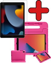 Kinderhoes Geschikt voor iPad 10.2 2021 Hoes Kinder Hoesje Kids Case Cover Kidsproof Met Screenprotector - Hoesje Geschikt voor iPad 9 Hoesje Kinder Hoes - Roze