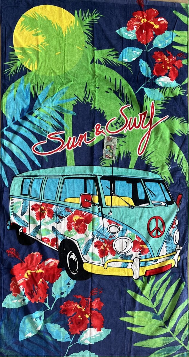 Strandlaken met hippie bus