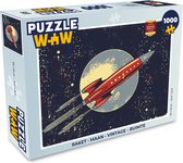 Puzzel Raket - Maan - Vintage - Ruimte - Legpuzzel - Puzzel 1000 stukjes volwassenen