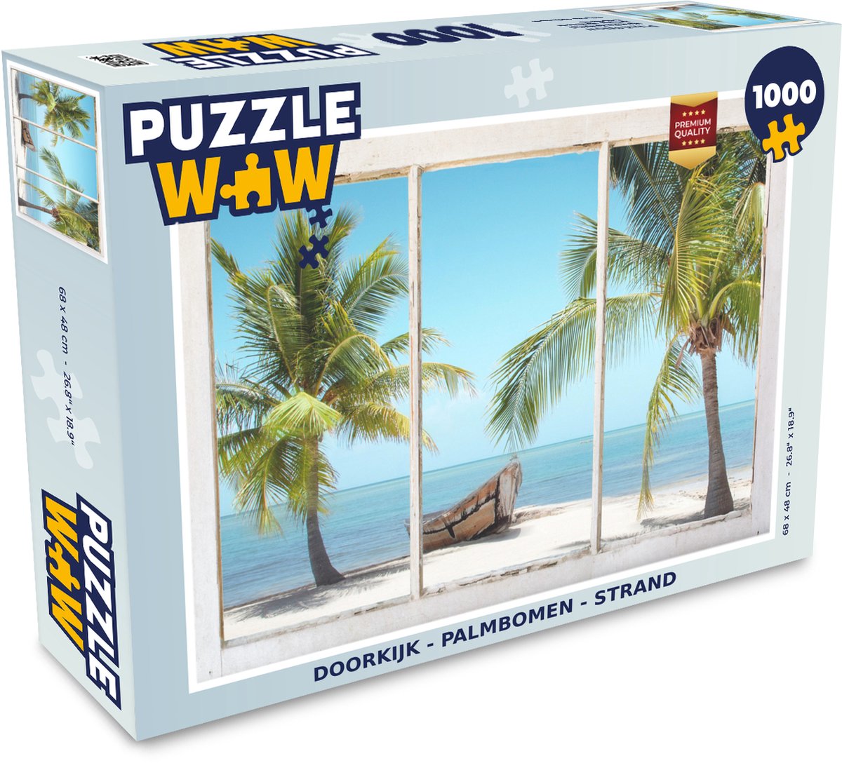Puzzel Doorkijk - Palmbomen - Strand - Legpuzzel - Puzzel 1000 stukjes volwassenen