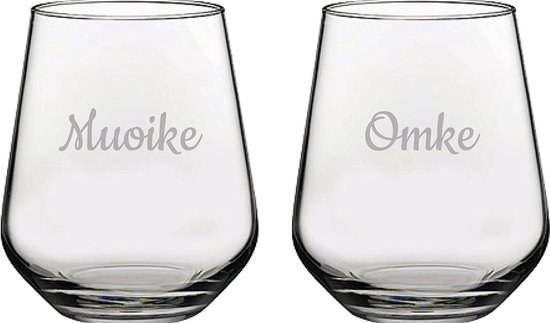 Gegraveerde Drinkglas 42,5cl Muoike & Omke
