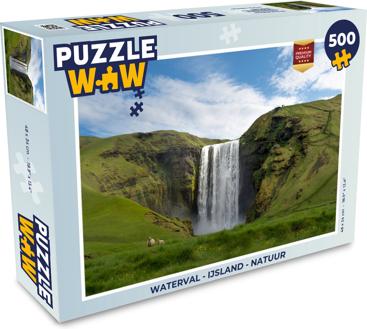 Puzzel Waterval - IJsland - Natuur - Legpuzzel - Puzzel 500 stukjes