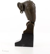 Bronzen Uil - Art Deco Sculptuur - Brons Beeld - Marmer Sokkel - Woondecoratie