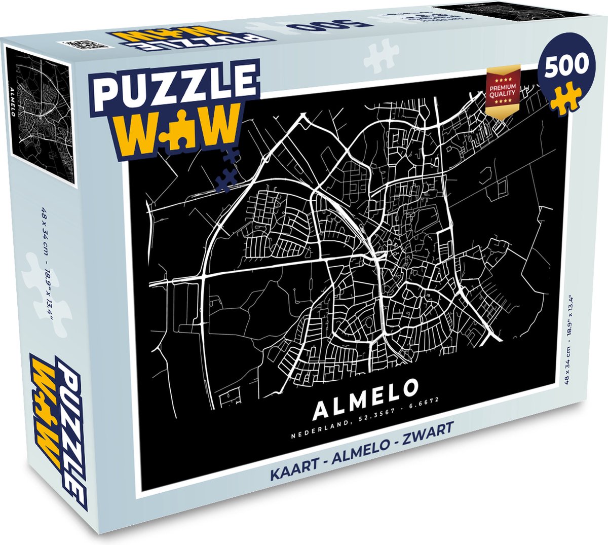 Puzzel Kaart - Almelo - Zwart - Legpuzzel - Puzzel 500 stukjes