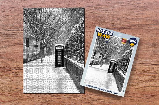 Puzzel Sneeuw in Londen zwart-wit - Legpuzzel - Puzzel 500 stukjes