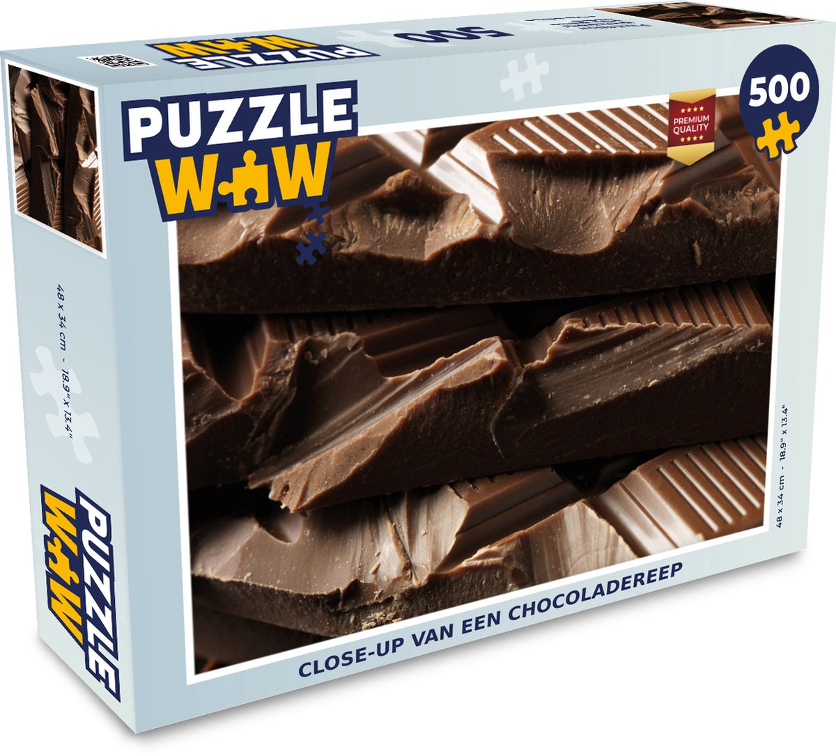 Puzzel Close-up van een chocoladereep - Legpuzzel - Puzzel 500 stukjes