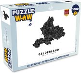 Puzzel Gelderland - Nederland - Plattegrond - Legpuzzel - Puzzel 1000 stukjes volwassenen - Stadskaart