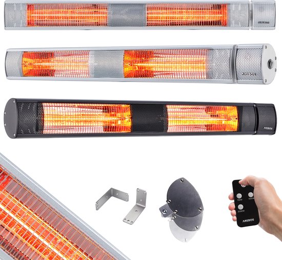 AREBOS Infrarood Heater - 3000W - 3 Warmteniveaus - Terrasverwarmer Elektrisch - Binnen en Buiten Gebruik