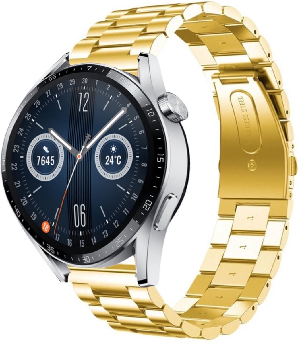 Bandje - luxe RVS schakelbandje - goud, geschikt voor Garmin Vivoactive 4 en Venu 2