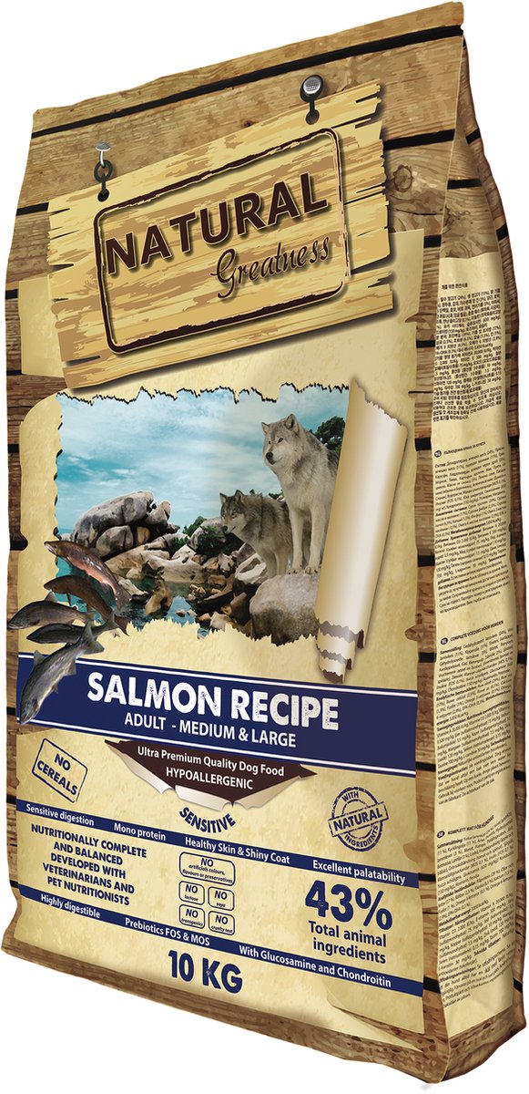 Natural greatness Hondenvoer Zalm 10kg - Natural Greatness - Hypoallergeen, Graanvrij, Sensitive