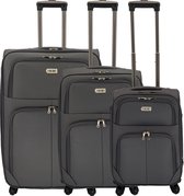SB Travelbags 3 delige bagage stoffen koffer set 4 wielen trolley - Grijs