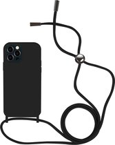 Iphone 11 PRO Siliconen telefoonhoesje met koord - zwart