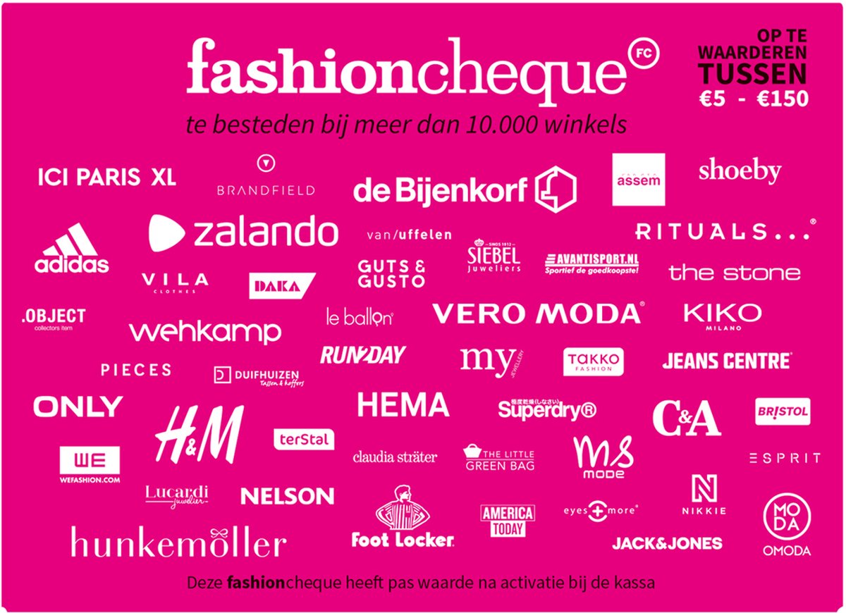fashioncheque roze – Cadeaukaart 15 euro