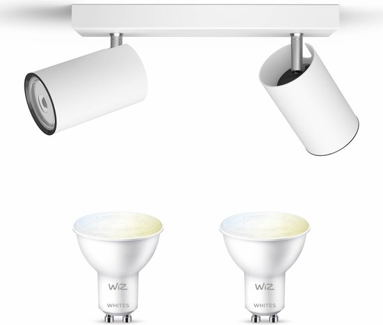Philips myLiving Kosipo Opbouwspot - Wit - 2 Lichtpunten - Spotjes Opbouw - Incl. WiZ Gu10 warmwit tot koelwit licht