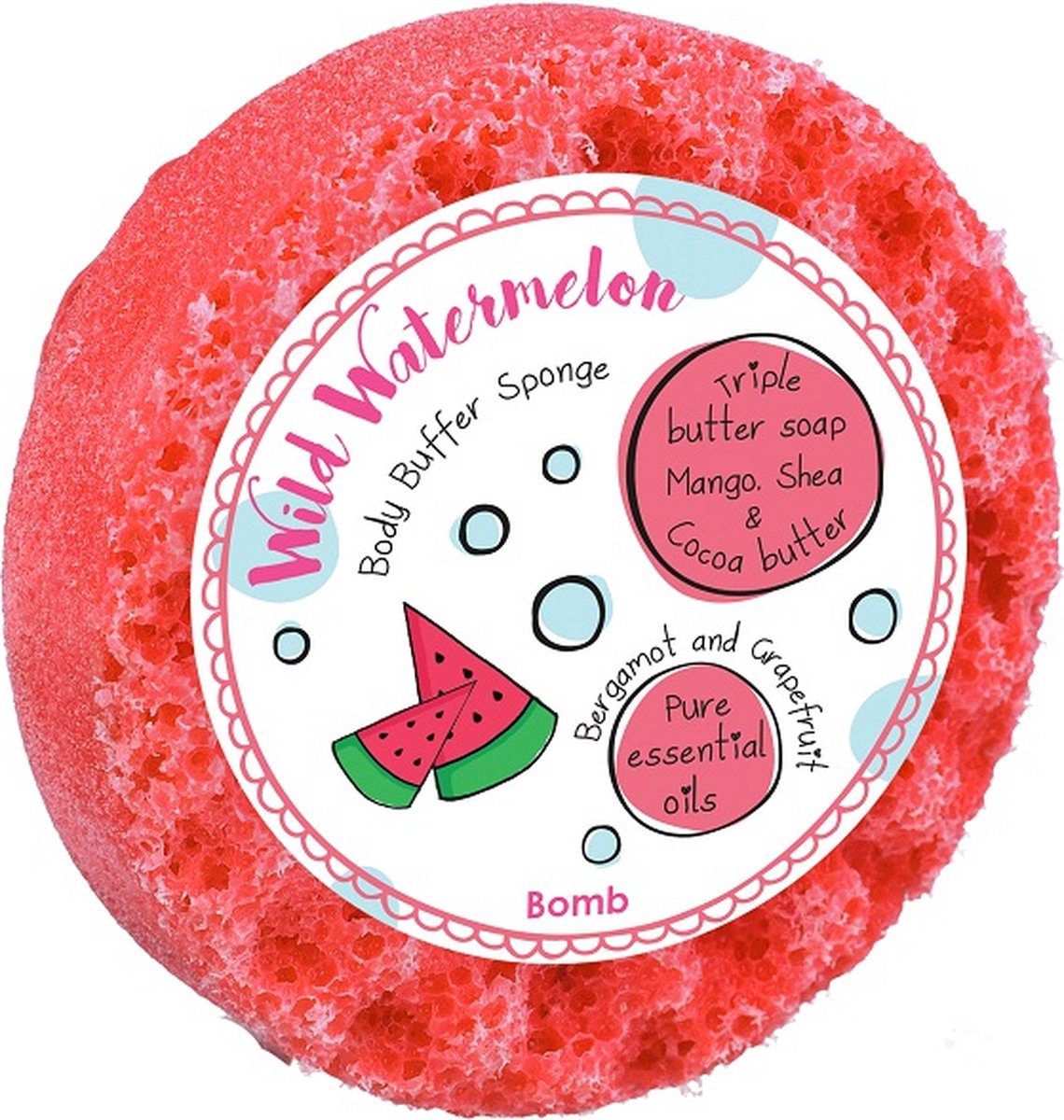 Goedkoopste Bomb Cosmetics - Wild Watermelon - Body Buffer - Shower Sponge - 190gr