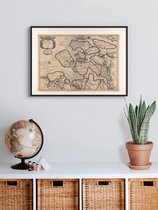 Poster In Zwarte Lijst - Historische Oude Kaart Zeeland - Stadsplattegrond 1696 - 50x70 cm