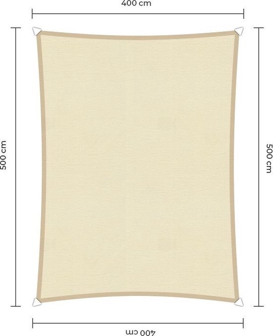 Wovar Schaduwdoek Waterdicht Rechthoek 400 x 500 cm | 160gr/m2 | Beige | Per Stuk | Schaduwdoeken rechthoekig | Premium Schaduwdoeken