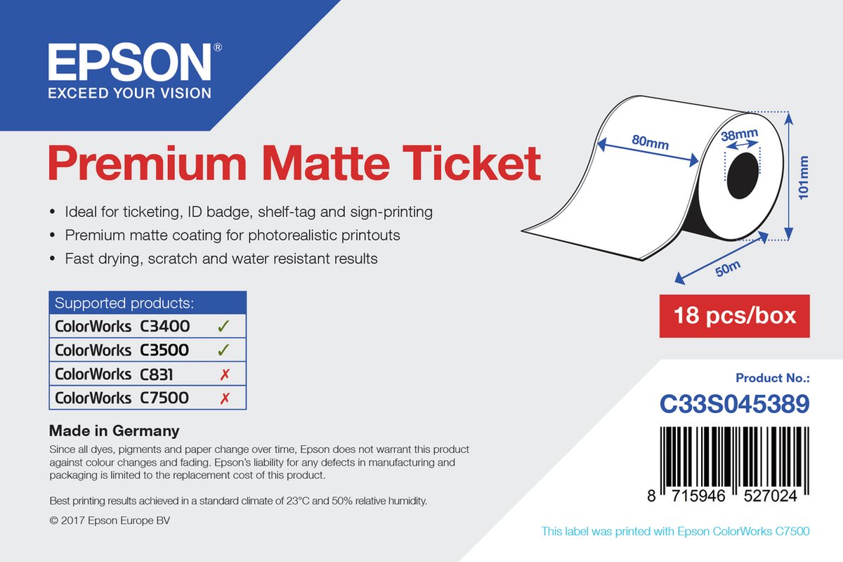 1ROLL PREMIUM MATTE TICKET ROLL