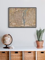 Poster In Zwarte Lijst - Historische Oude Kaart Parijs - Stadsplattegrond 1575 - 50x70 cm