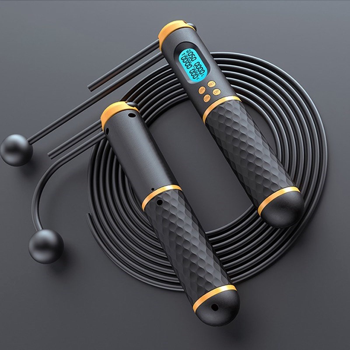 Digitaal Springtouw 2-in-1 - Met Draad & Draadloos - Smart Jump Rope - Fitness voor Buiten en Binnen - Ergonomisch Antislip Handvat - Digitale Teller - Zwart