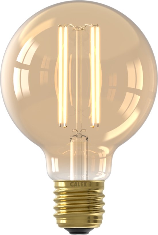 Lampe LED à Filament Calex - Source de Lumière Vintage G80 - E27 - Or - Lumière Wit Chaud Dimmable