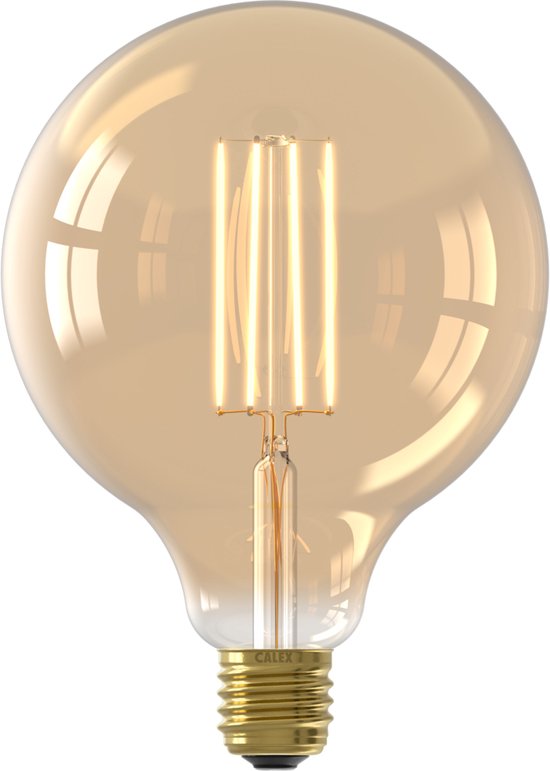 Calex Filament LED Lamp - G125 Vintage Lichtbron - E27 - Goud - Warm Wit Licht Dimbaar