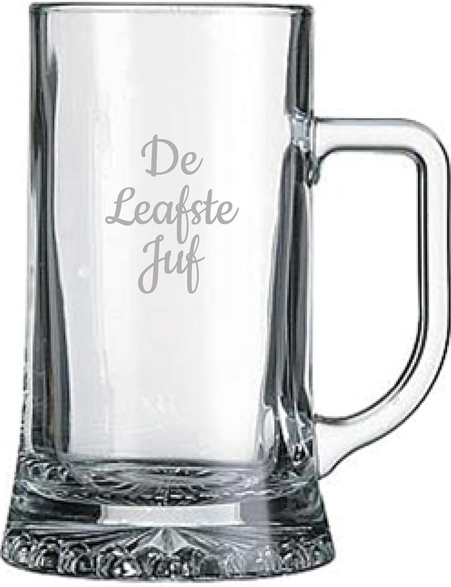 Gegraveerde bierpul 50cl De Leafste Juf