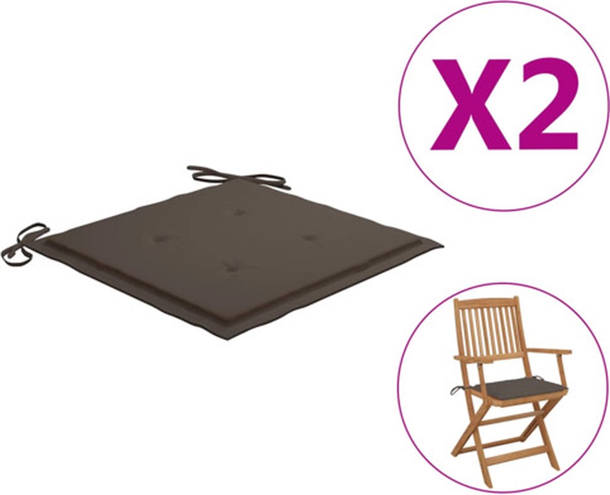 vidaXL - Tuinstoelkussens - 2 - st - 40x40x4 - cm - oxford - stof - taupe