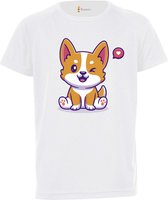 Kinder sportshirt / Hondje / Sportshirt wit / L