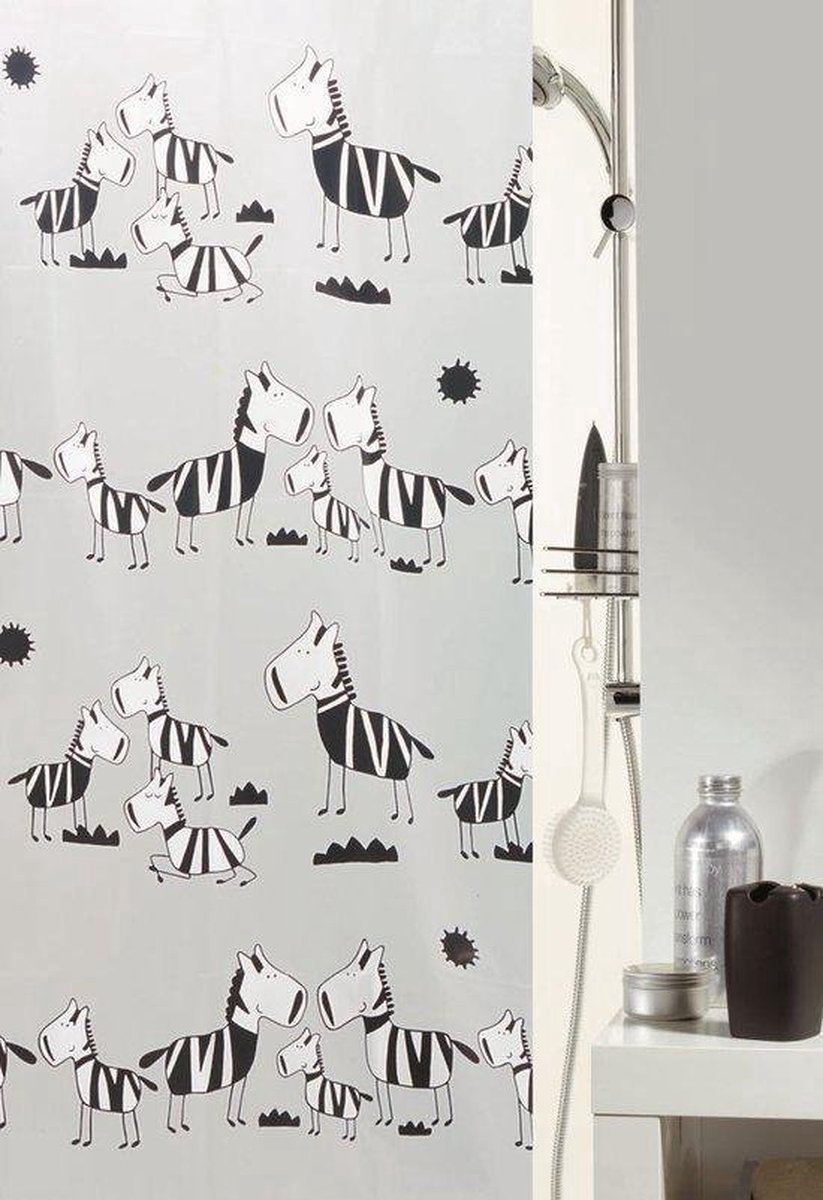 Spirella Zebi Douchegordijn Vinyl 180x200 cm Zwart