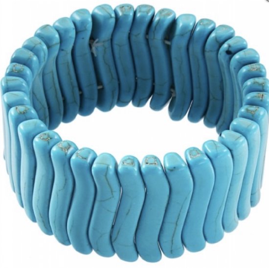 Armband-Turquoise-Natuursteen-Stretch-16/18 cm-Charme Bijoux