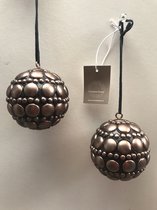 Set de 2 boules Addilyn décoration sapin de Noël couleur cuivre H8cm