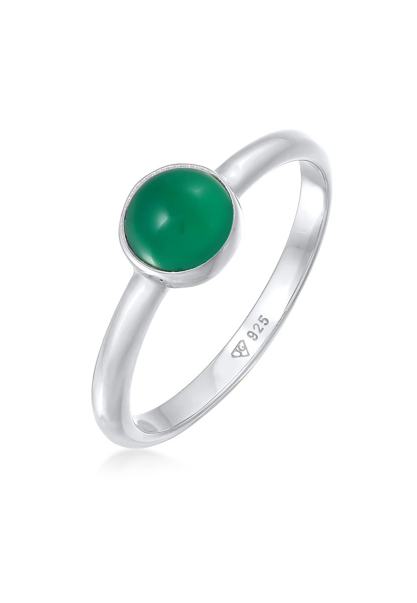 Elli PREMIUM - Ring - Elli PREMIUM Ring Dames Eenzaam Basis Groen met Agaat Edelsteen in 925 sterling zilver gerhodineerd - Dames
