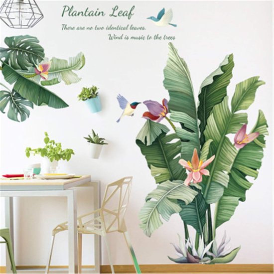 Muurtattoo Plant Tropische Muursticker Grote Bladeren Groene