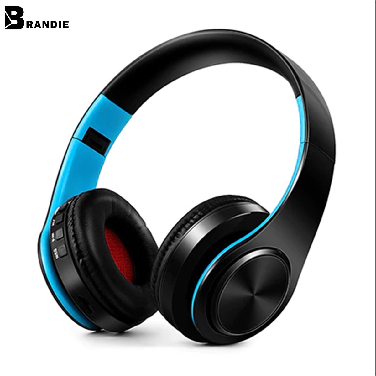 Brandie® - Koptelefoon Draadloos Kind - Draadloze Hoofdtelefoon - Bluetooth - Headphones Draadloos - Over Ear - Model LPT 660 - Stereo Zacht Leer - Zwart Blauw - Connectoren 3.5 mm - Voor Kinderen/Volwassenen