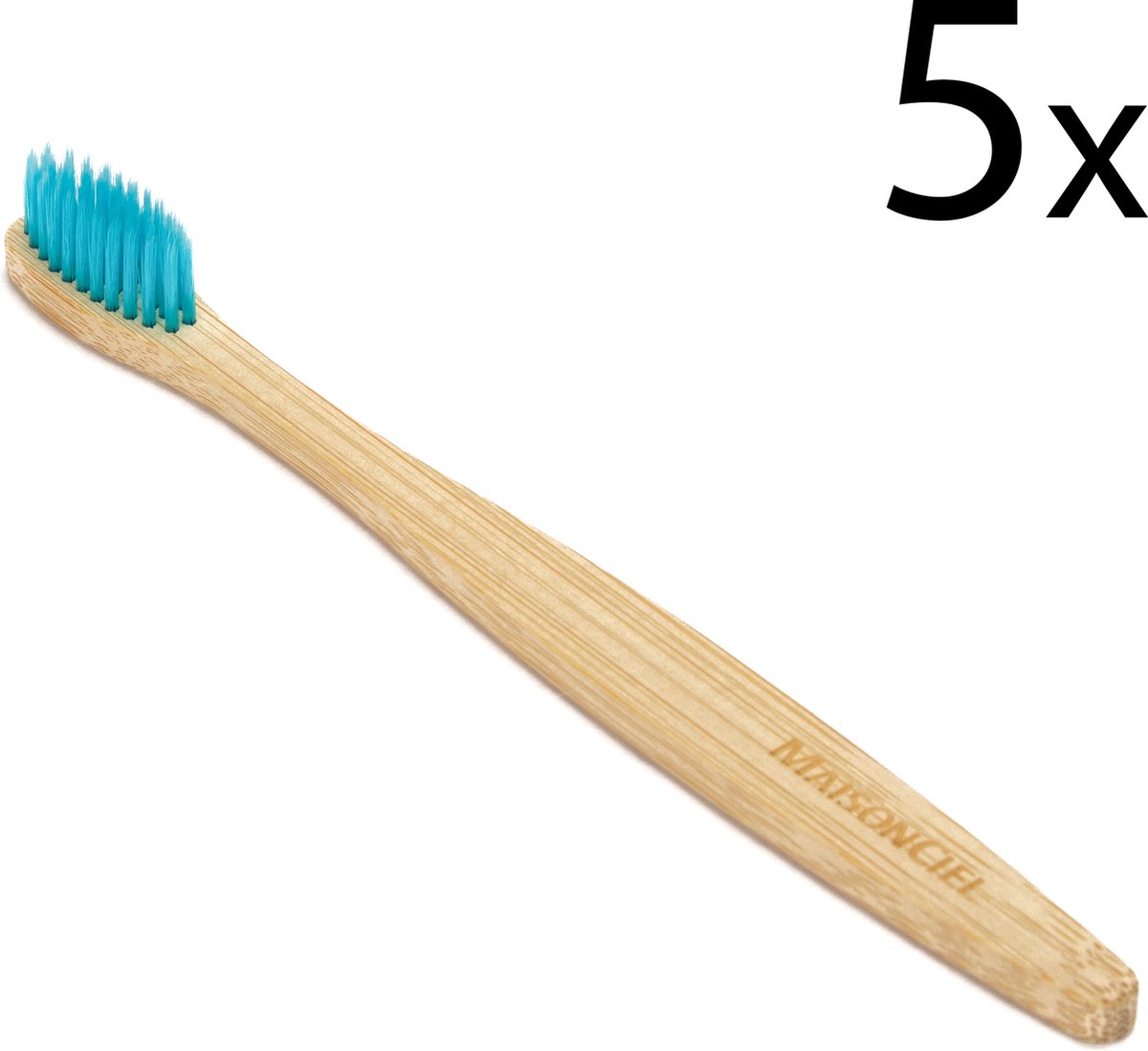 Maisonciel Bamboo Toothbrush - Tandenborstel - 5 Stuks - Blue - Zachte borstel