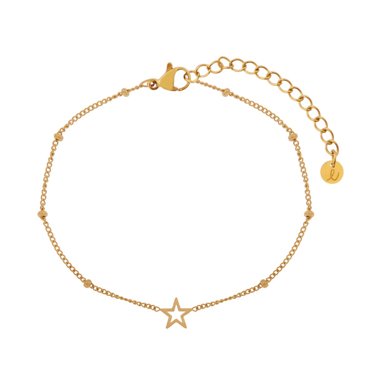 Armband om te delen open sterretje - Volwassenen - Goud - Stainless steel (verkleurt niet) - Verlengkettinkje