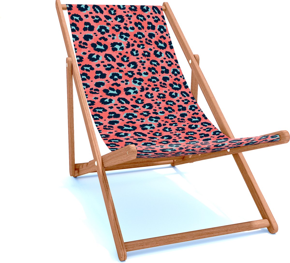 Holtaz Strandstoel Hout Inklapbaar Comfortabele Zonnebed Ligbed met verstelbare Lighoogte houten frame met stoffen Patterns