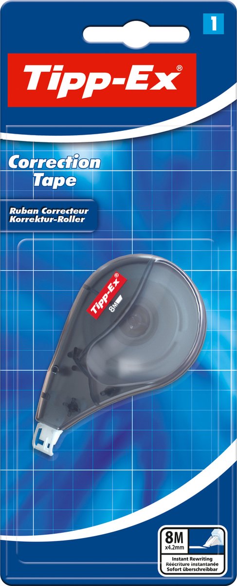 Tipp-ex Correctietape  - Correctieroller van 8m x 4.2mm - Zwart - 1 Stuk - Tipp-Ex