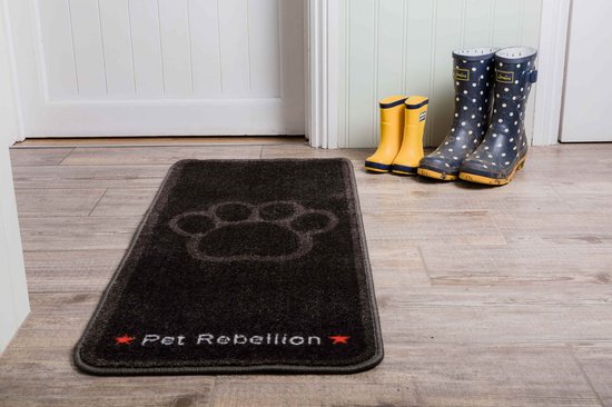 Pet Rebellion - zwart - 45 x 100 cm - Deurmat - Droogloopmat - Schoonloopmat - Anti Slip
