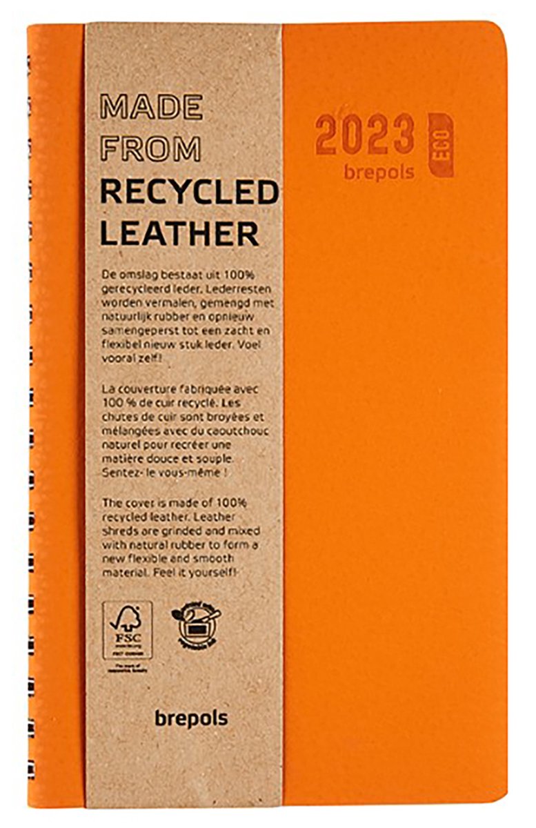 Brepols Agenda 2023 - Interplan - CALVI - recycled leather - 9 x 16 cm - Oranje