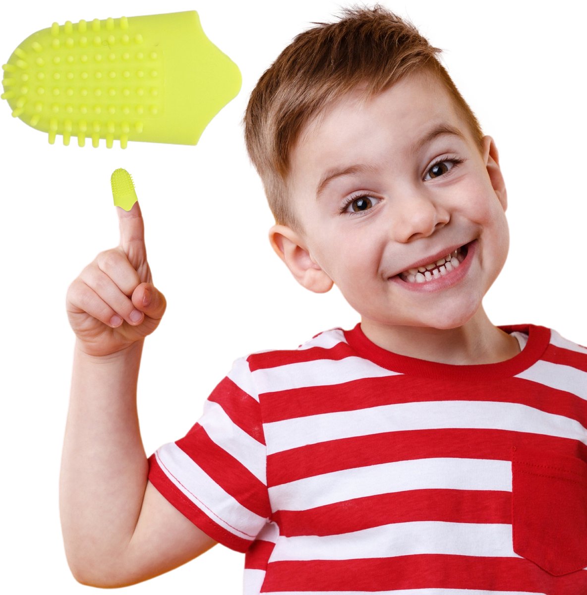 The Gumies® Kids Vinger tandenborstel – Groene Appel Smaak – Te gebruiken zonder water of tandpasta – Tot 100 beurten – Zachte Tandenborstel met Opbergdoosje voor kinderen