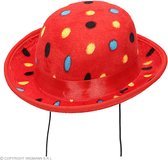 Widmann - Clown & Nar Kostuum - Mini Hoed Clown Rood Met Stippen - rood - Carnavalskleding - Verkleedkleding