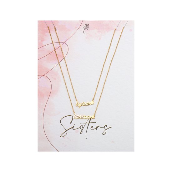 Yehwang - Ketting - Sisters - Big Sister - Little Sister - Heart - Hartje - Necklace - Goudkleurig - Stainless Steel - Nikkelvrij