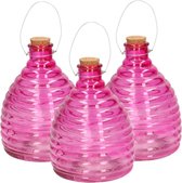 Set van 3x stuks wespenvanger/wespenval roze van glas 21 cm - Insectenvangers/insectenvallen