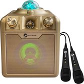 N-GEAR Disco Star 710 Gold - Draadloze Bluetooth Party Speaker - Karaoke Set - Sterrenprojector - 2 Microfoons