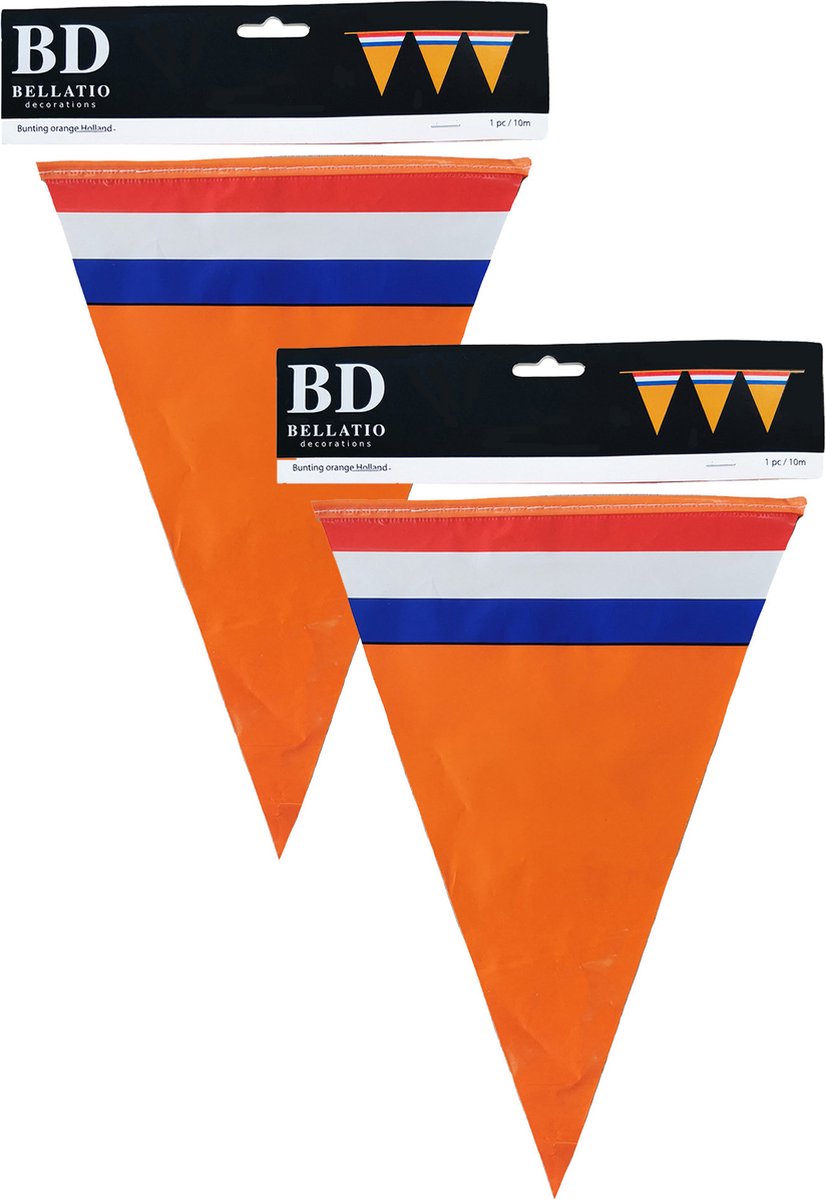 Bellatio Decorations Slinger oranje - 2x10 meter - Holland vlaggenlijn - Nederlandse vlag - Oranje versiering WK/ EK/ Koningsdag — afbeelding 4