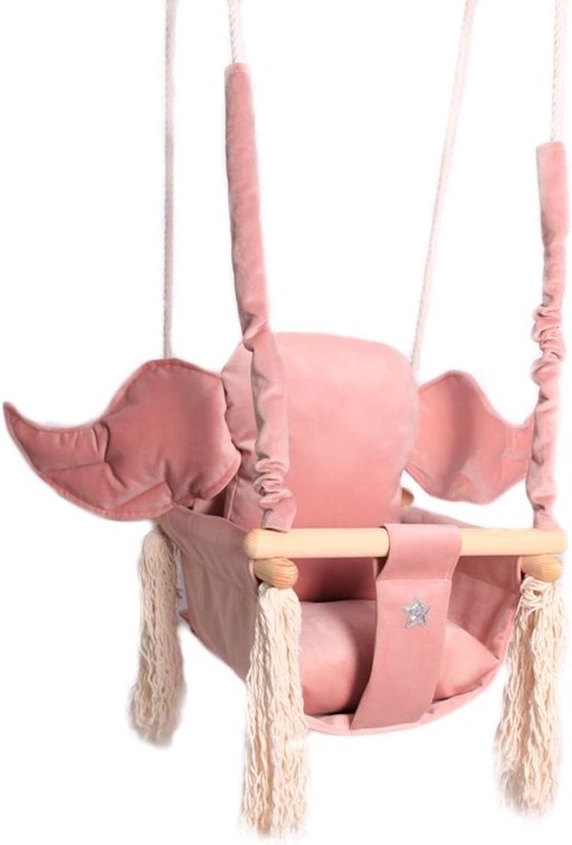 LUMALI Indoor Schommel voor Kinderen Wit | Baby Indoor en Outdoor Speeltoestel met Kussens - Houten Kinderschommel voor Tuin en Deurkozijn